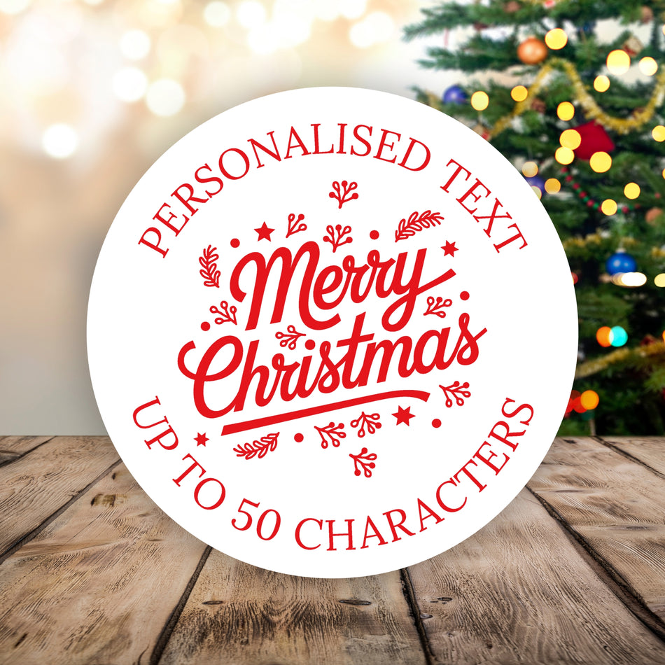 Trodat 4642 Personalised Merry Christmas Stamp – 42mm Round Red Ink Self-Inking