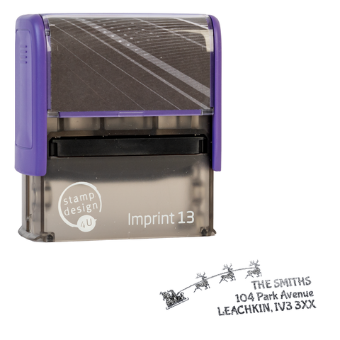 SD4U Imprint 13 | Santa's Sleigh Address Rubber Stamp | 57 x 21mm