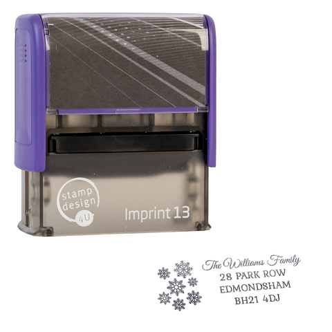 SD4U Imprint 13 | Snowflakes Christmas Address Rubber Stamp | 57 x 21mm
