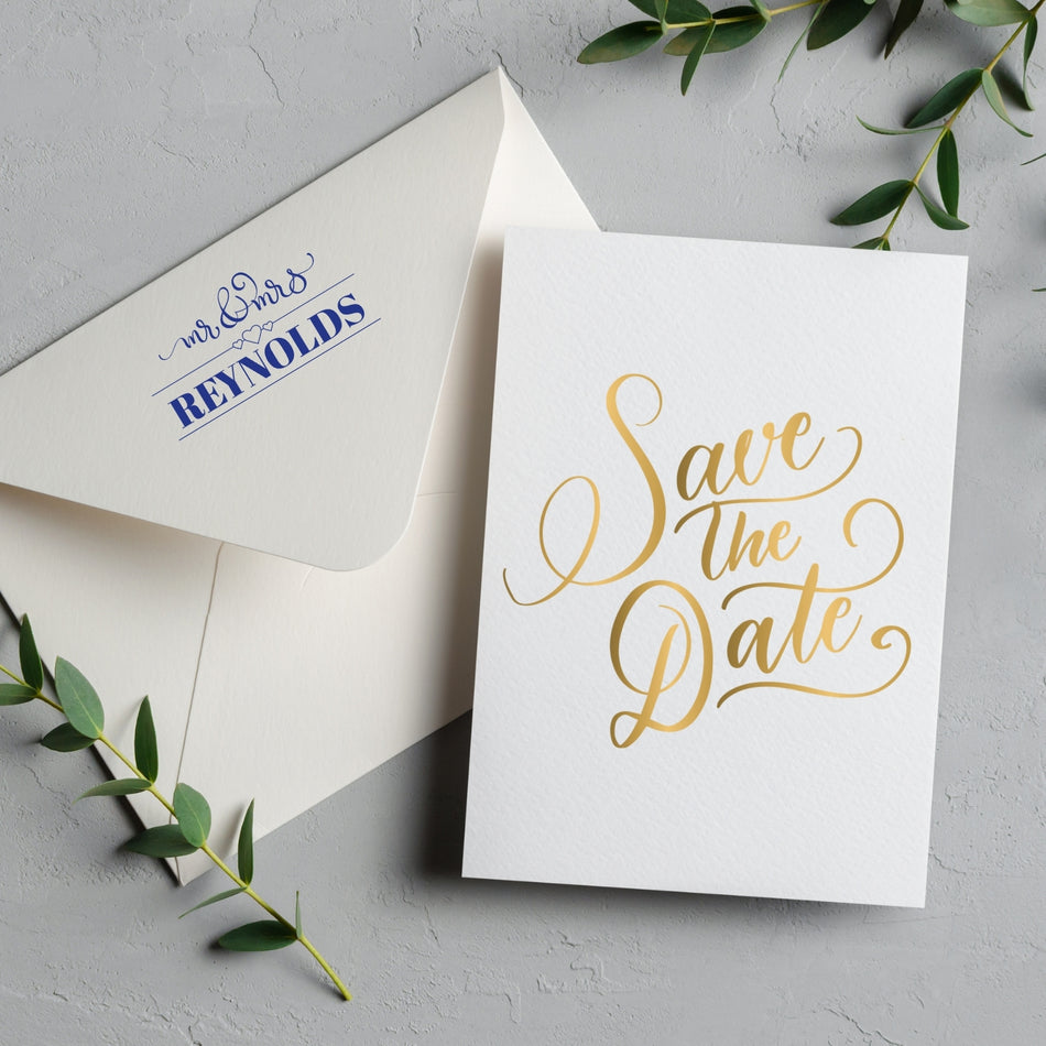 Traxx 9015 Mr & Mrs Stamp | Customisable Name, Message, or Date with Heart Design – Perfect for Weddings, Invitations, and Keepsakes