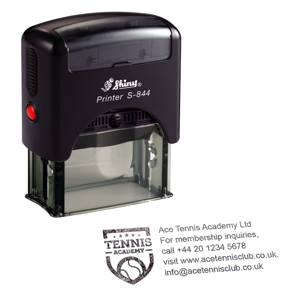 Shiny Printer S844 Stamp | 5 Line Text & Logo Rubber Stamp | 58 x 22mm