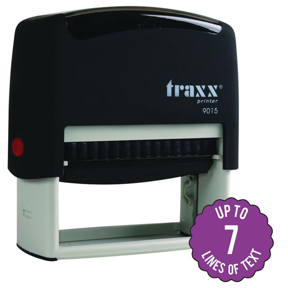 7 line custom stamp, large custom stamp, traxx stamps, traxx 9015 stamp