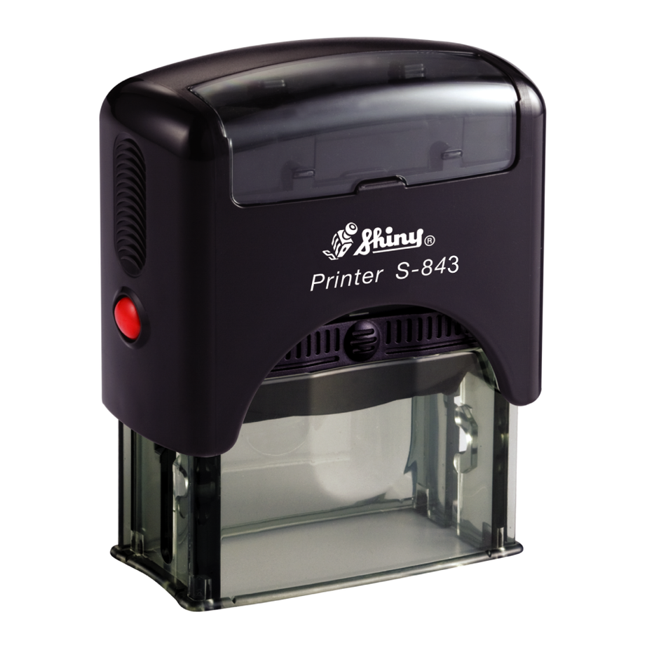 Shiny Printer S843 Stamp  | 4 Line Text & Logo Rubber Stamp | 48 x 18mm