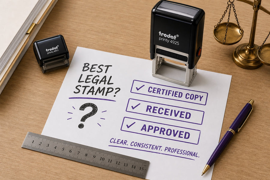 Legal stamp guide worksheet with certified copy, received and approved impressions
