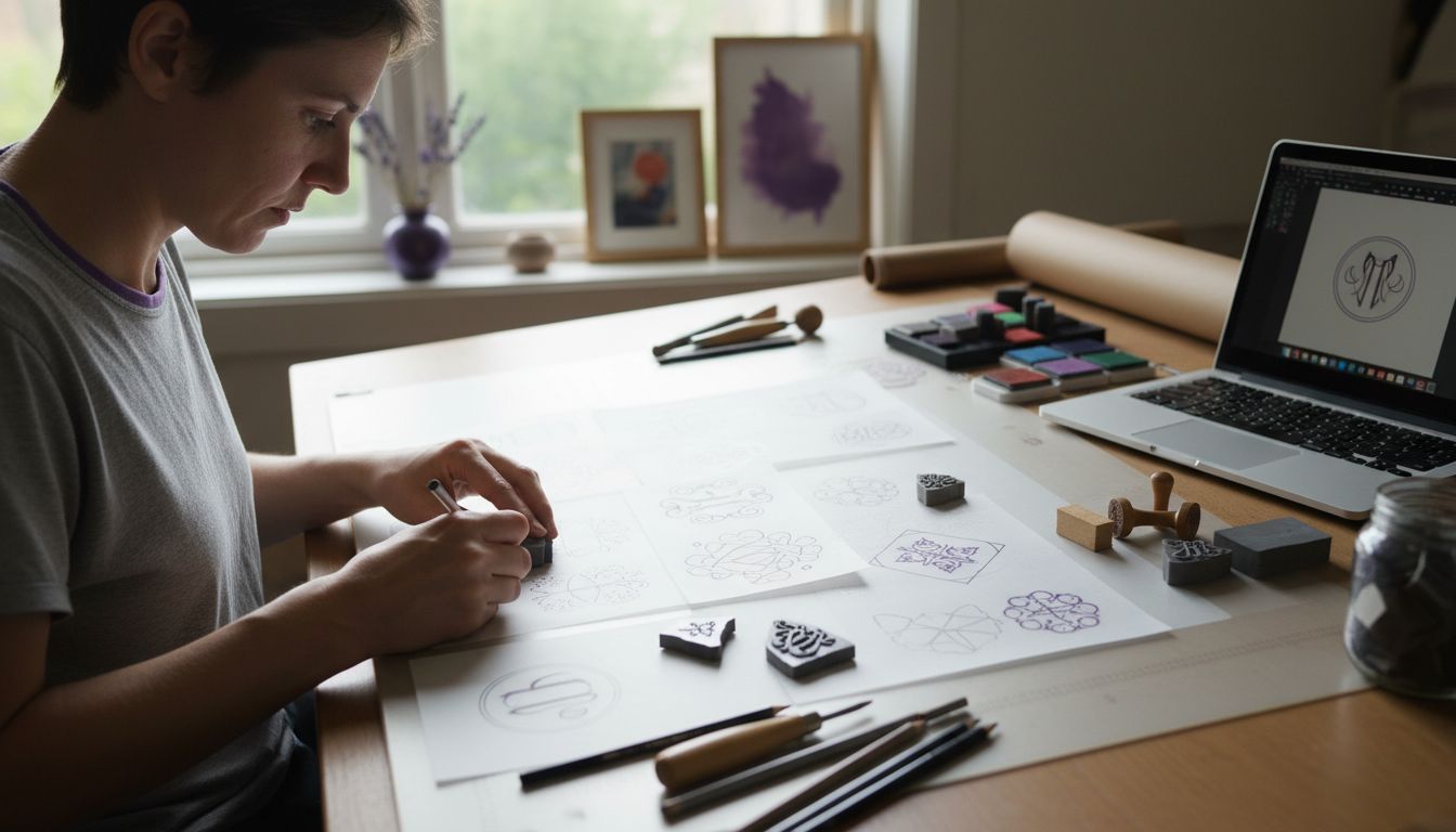 artistic stamp design workspace