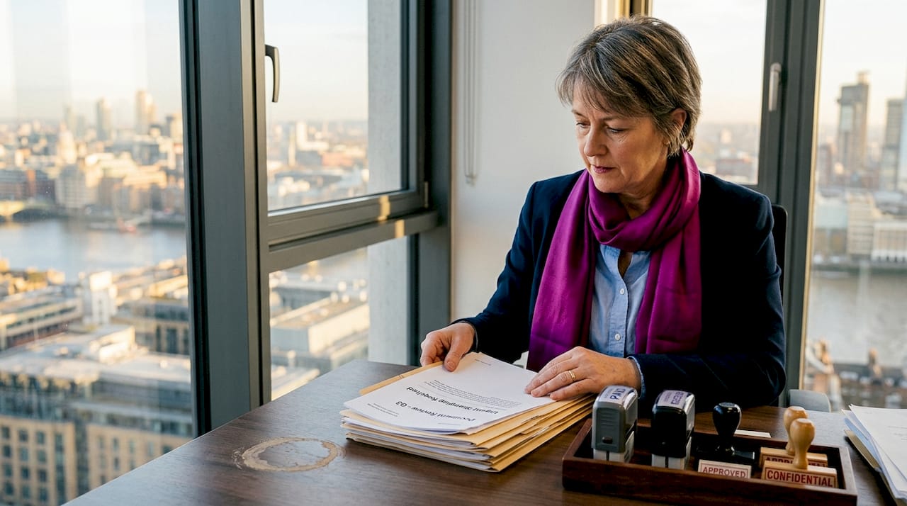 Office manager choosing document stamps