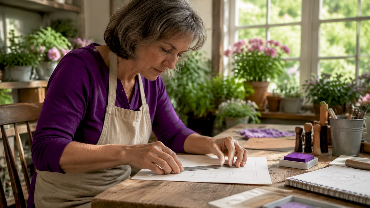 Woman measuring document for stamp size