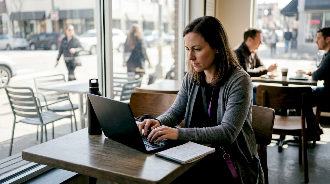 Woman ordering custom stamps online