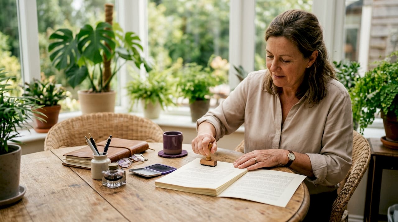 Notary public stamping legal document