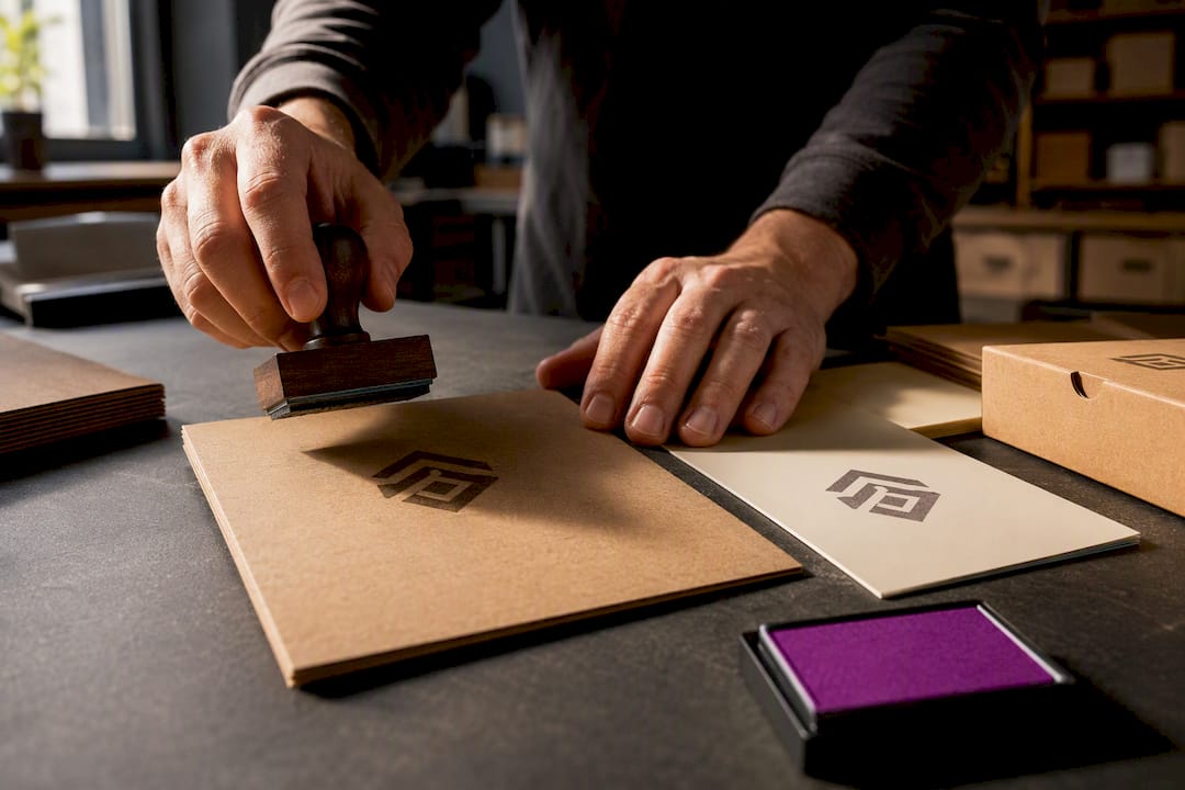 Testing rubber stamp impressions on packaging materials