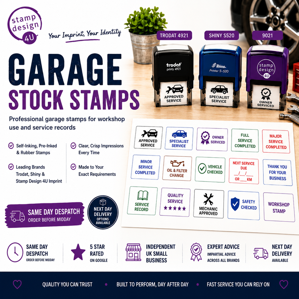 Garage Stamps & Stock Service Book Stamps