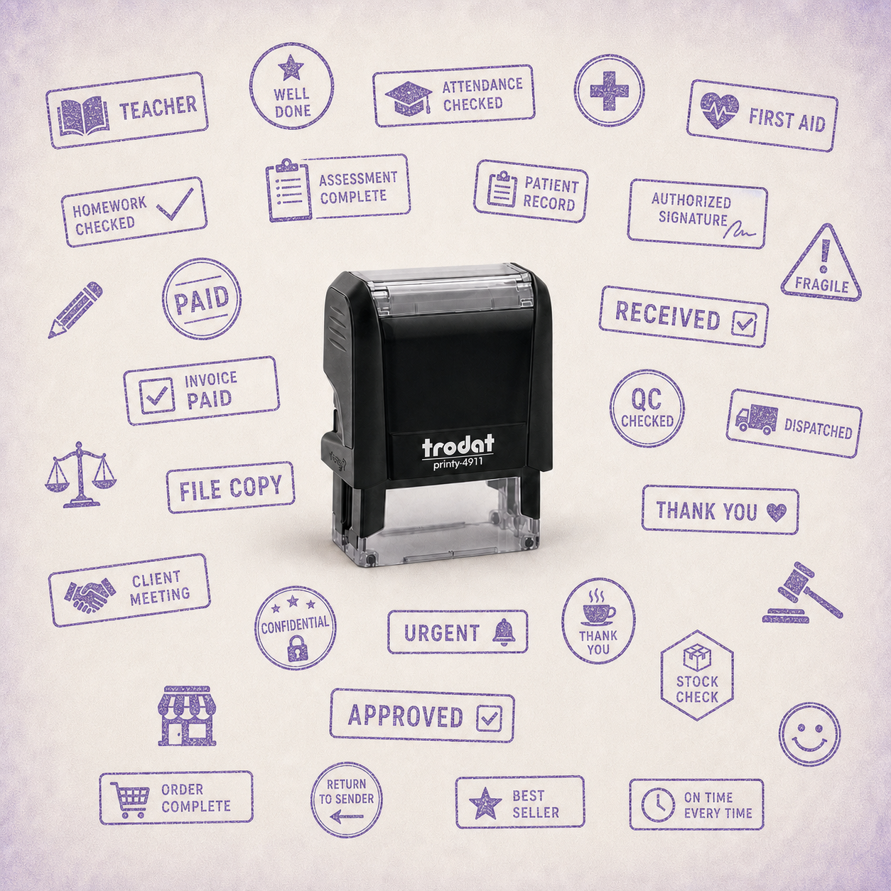 Professional stamps arranged by business sector