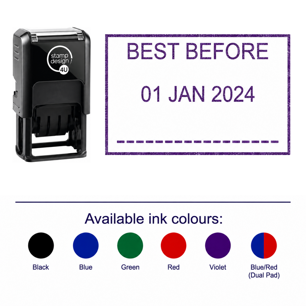 BEST BEFORE Date Stamp | Trodat Printy Dater Stamp | Food Safety, Stock Control & Inventory Management Stamp | 41 x 24mm – stamp and matching imprint with available ink colours