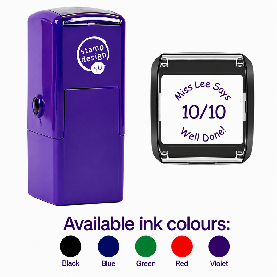 10 Out Of 10 Teacher Reward Stamp | Personalised Classroom Praise Stamp | Self Inking School Stamp 25 x 25mm