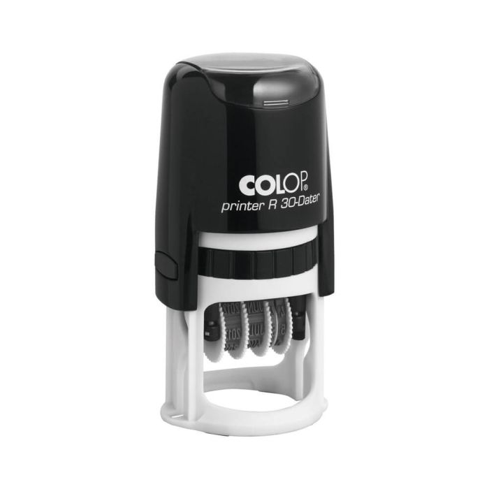 COLOP Printer R30 Dater round self-inking date stamp, manufacturer product photograph