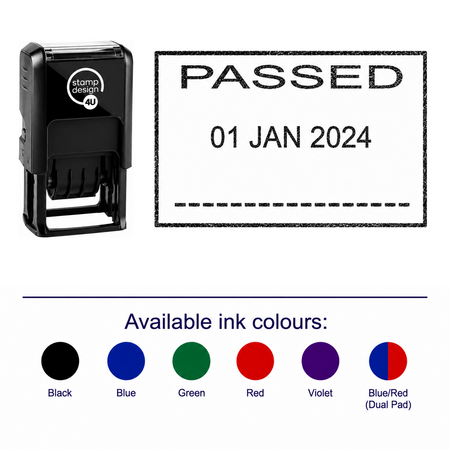 PASSED Date Stamp | Trodat Printy 4750 Self-Inking Dater Rubber Stamp | Quality Control, Inspection & Document – stamp and matching imprint with available ink colours