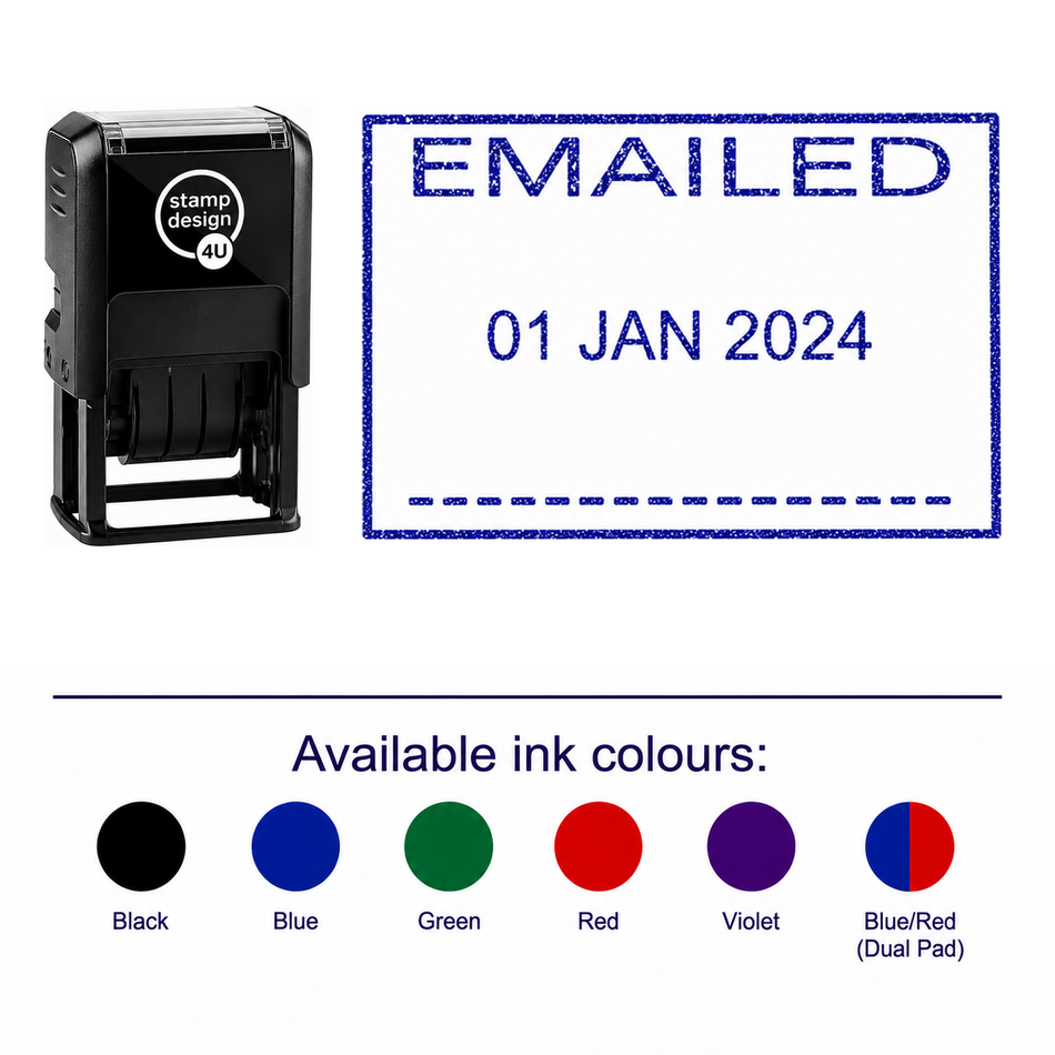 EMAILED Date Stamp | Trodat Printy 4750 Self-Inking Dater Rubber Stamp | Document Processing, Administration & Office – stamp and matching imprint with available ink colours