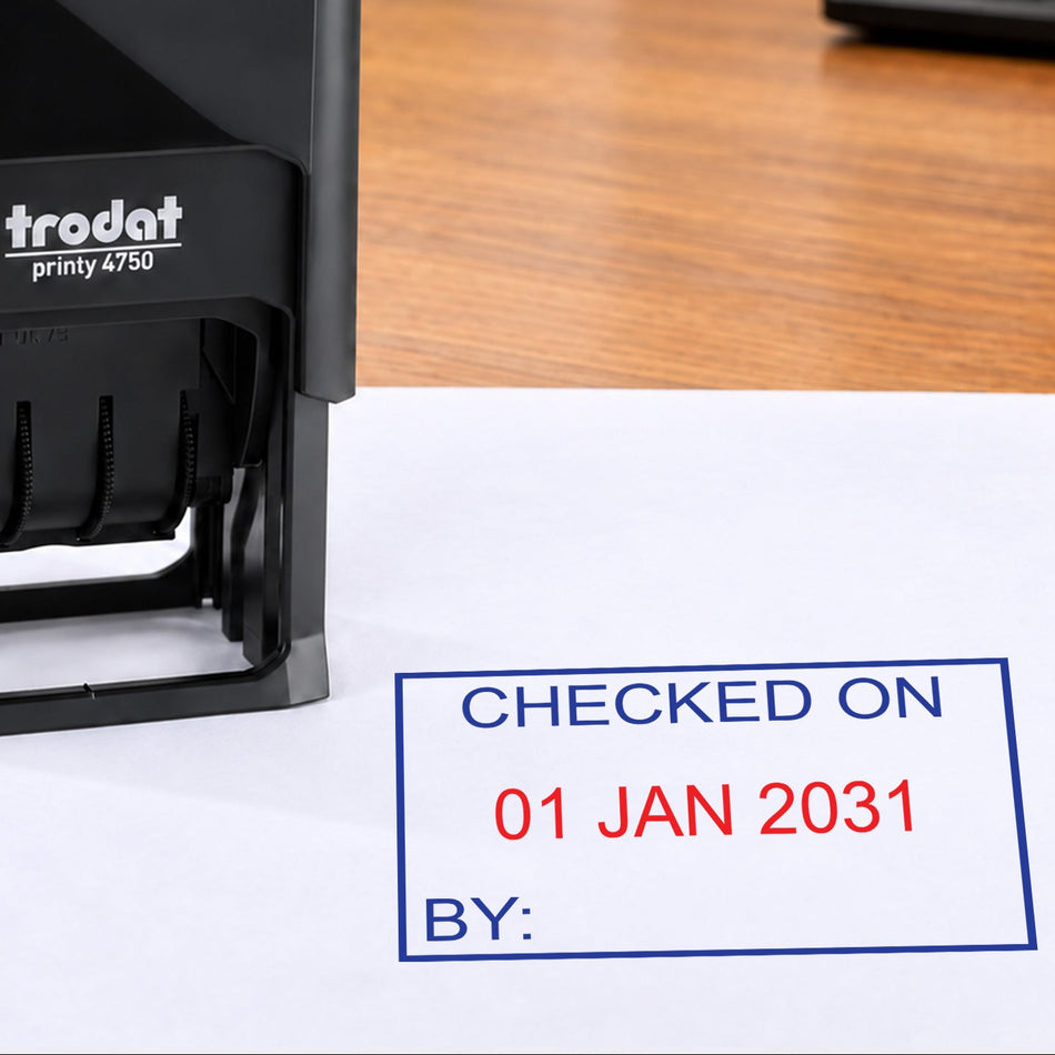 Personalised Date Stamp with Custom Text | Trodat Printy 4750 Dater Stamp | 2 Lines of Text | Choice of 6 Ink Colours