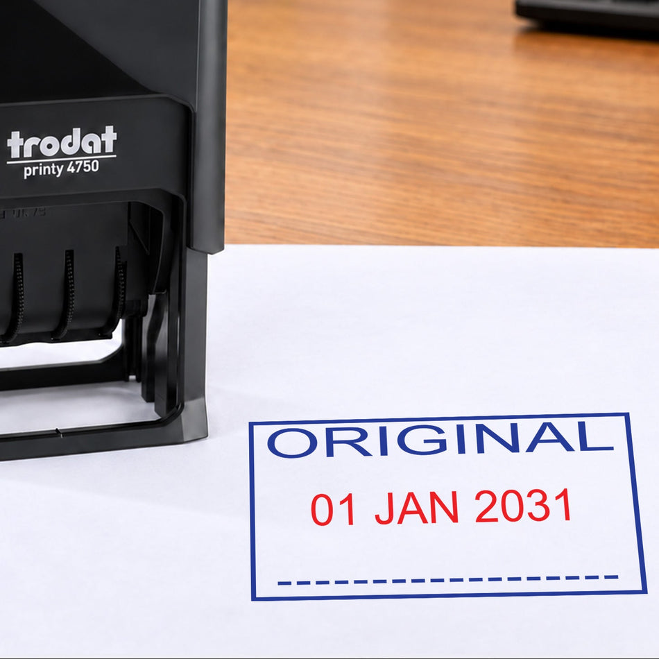 ORIGINAL Date Stamp | Trodat Printy 4750 Self-Inking Dater Rubber Stamp | Document Control, Filing & Administration