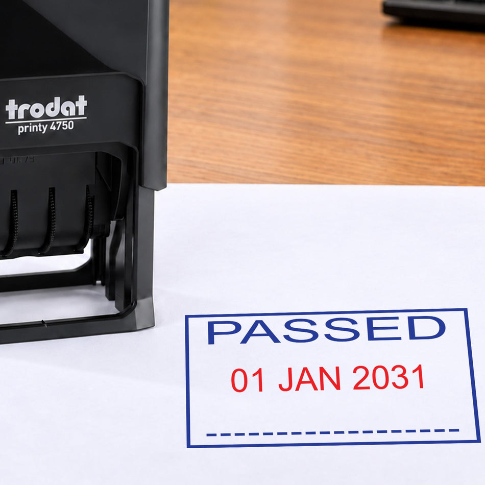 PASSED Date Stamp | Trodat Printy 4750 Self-Inking Dater Rubber Stamp | Quality Control, Inspection & Document