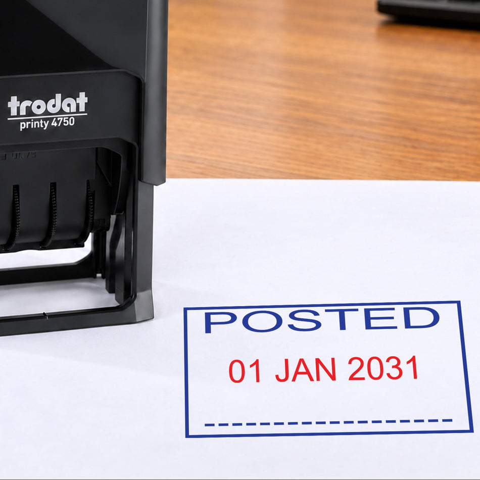 POSTED Date Stamp | Trodat Printy 4750 Self-Inking Dater Rubber Stamp | Mailroom, Dispatch & Administration Stamp