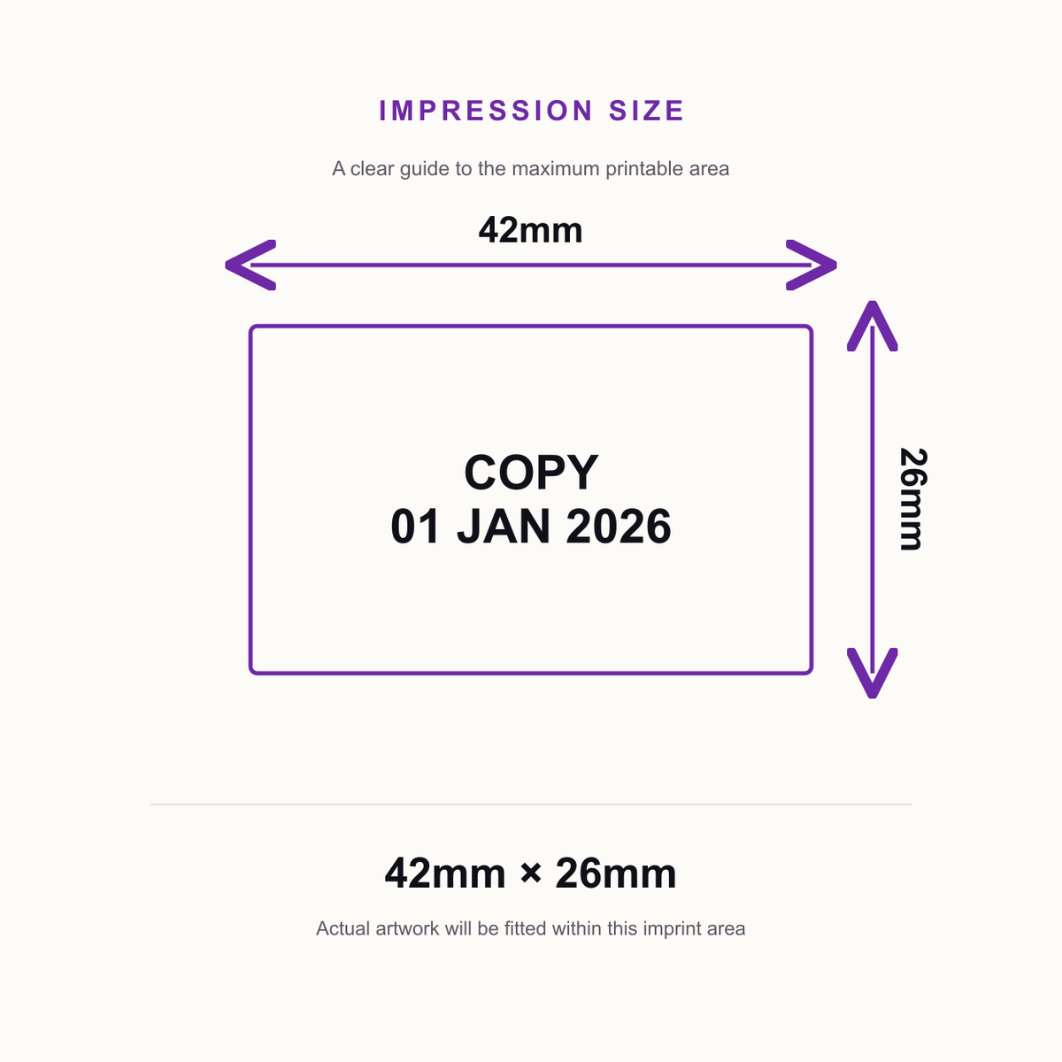 COPY Date Stamp | Trodat Printy 4750 Self-Inking Dater Rubber Stamp | Document Control, Filing & Administration Stamp – impression size guide 42mm × 26mm