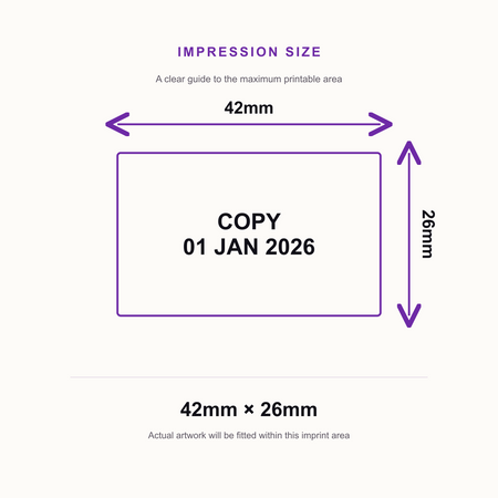 COPY Date Stamp | Trodat Printy 4750 Self-Inking Dater Rubber Stamp | Document Control, Filing & Administration Stamp – impression size guide 42mm × 26mm