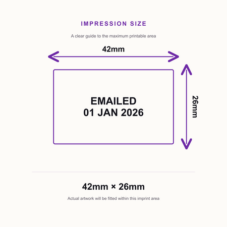 EMAILED Date Stamp | Trodat Printy 4750 Self-Inking Dater Rubber Stamp | Document Processing, Administration & Office – impression size guide 42mm × 26mm