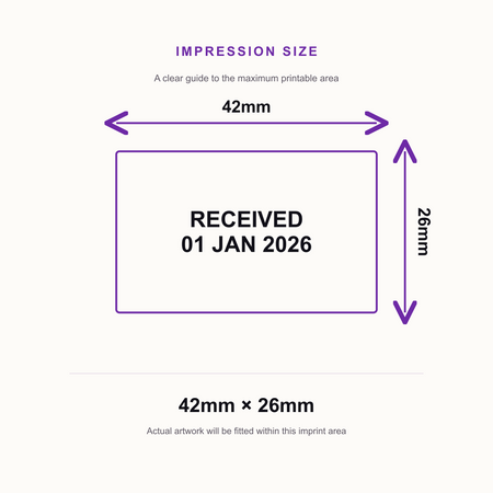 RECEIVED Date Stamp | Trodat Printy 4750 Self-Inking Dater Rubber Stamp | Mailroom, Office & Document Processing Stamp – impression size guide 42mm × 26mm