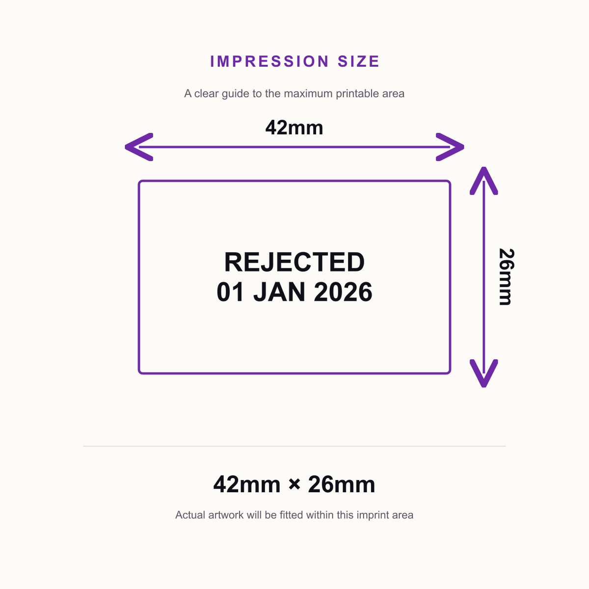 REJECTED Date Stamp | Trodat Printy 4750 Self-Inking Dater Rubber Stamp | Quality Control, Administration & Document – impression size guide 42mm × 26mm