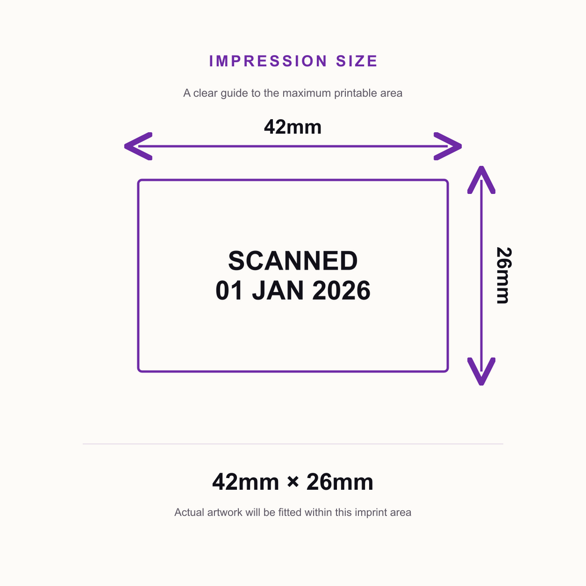 SCANNED Date Stamp | Trodat Printy 4750 Self-Inking Dater Rubber Stamp | Office, Warehouse & Document Processing Stamp – impression size guide 42mm × 26mm