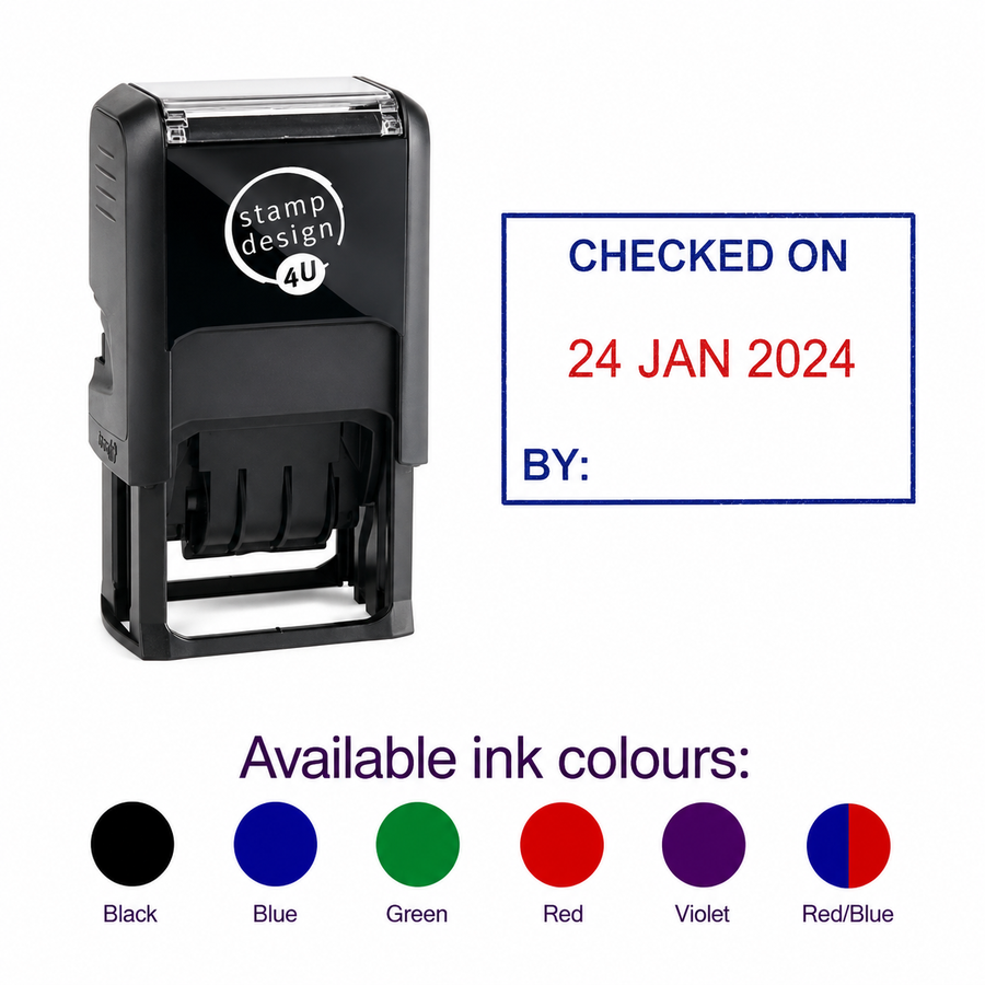 Personalised Date Stamp with Custom Text | Trodat Printy 4750 Dater Stamp | 2 Lines of Text | Choice of 6 Ink Colours