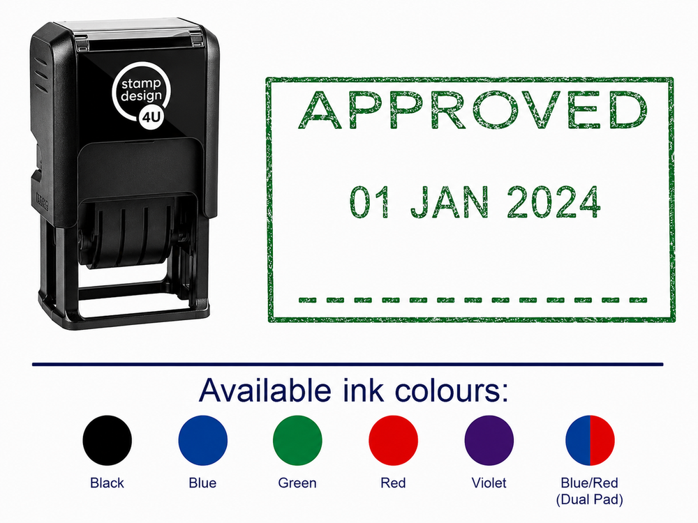 APPROVED Date Stamp | Trodat Printy 4750 Self-Inking Dater Rubber Stamp | Quality Control, Compliance & Document Processing Stamp | 41 x 24mm