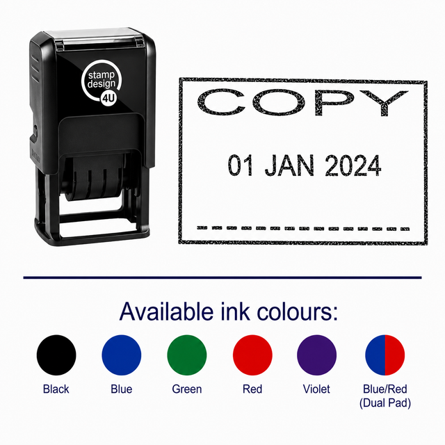 COPY Date Stamp | Trodat Printy 4750 Self-Inking Dater Rubber Stamp | Document Control, Filing & Administration Stamp – Black