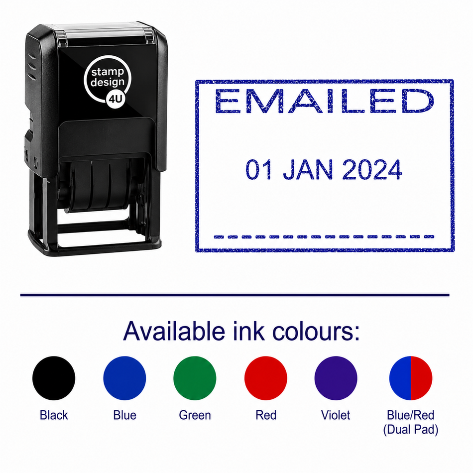 EMAILED Date Stamp | Trodat Printy 4750 Self-Inking Dater Rubber Stamp | Document Processing, Administration & Office Stamp | 41 x 24mm