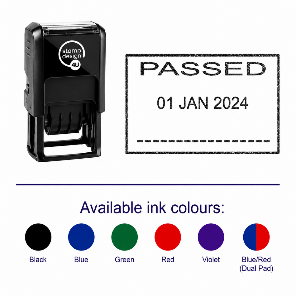 PASSED Date Stamp | Trodat Printy 4750 Self-Inking Dater Rubber Stamp | Quality Control, Inspection & Document Processing Stamp | 41 x 24mm