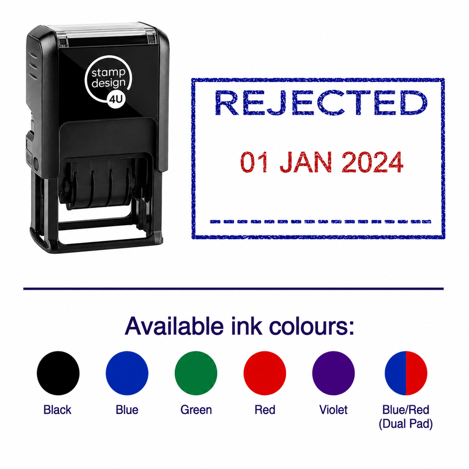 REJECTED Date Stamp | Trodat Printy 4750 Self-Inking Dater Rubber Stamp | Quality Control, Administration & Document Processing | 41 x 24mm