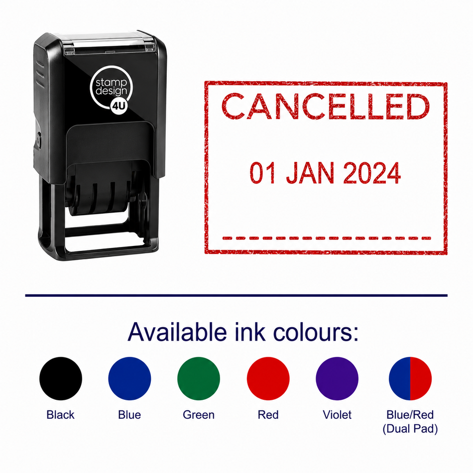 CANCELLED Date Stamp | Trodat Printy 4750 Self-Inking Dater Rubber Stamp | Accounts, Administration & Document Control Stamp | 41 x 24mm