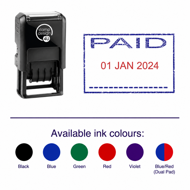 PAID Date Stamp | Trodat Printy 4750 Self-Inking Dater Rubber Stamp | Accounts, Invoicing & Finance Office Stamp | 41 x
