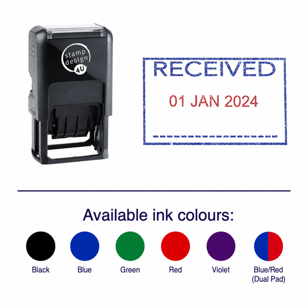 RECEIVED Date Stamp | Trodat Printy 4750 Self-Inking Dater Rubber Stamp | Mailroom, Office & Document Processing Stamp | 41 x 24mm