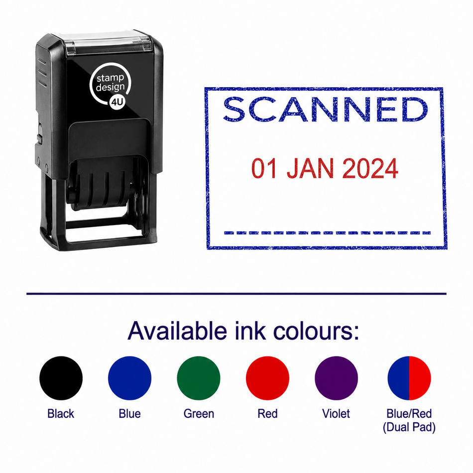 SCANNED Date Stamp | Trodat Printy 4750 Self-Inking Dater Rubber Stamp | Office, Warehouse & Document Processing Stamp | 41 x 24mm