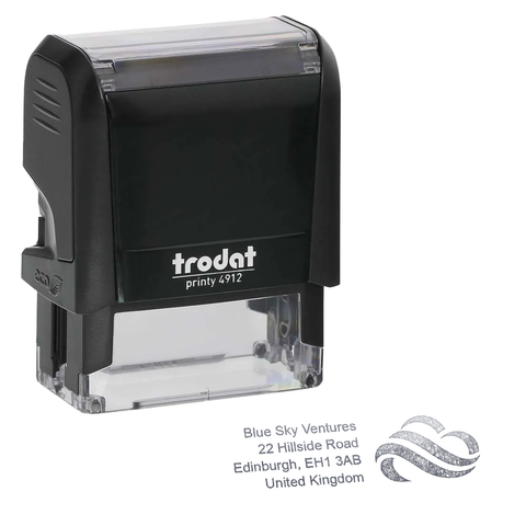 Trodat Printy 4912 | 4 Line Text & Logo Rubber Stamp | 48 x 18mm
