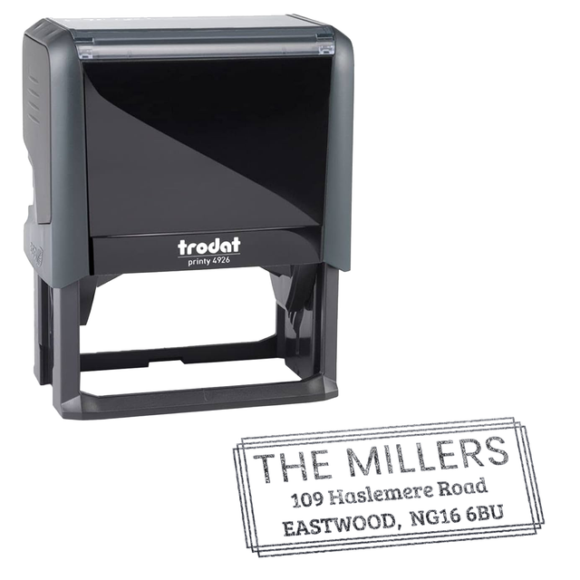 Trodat Printy 4926 | Simple Border Address Rubber Stamp | 75 x 38mm – Black