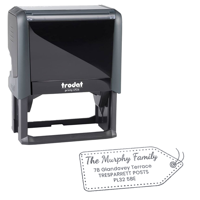 Trodat Printy 4926 | Gift Label Christmas Address Rubber Stamp | 75 x 38mm – Black