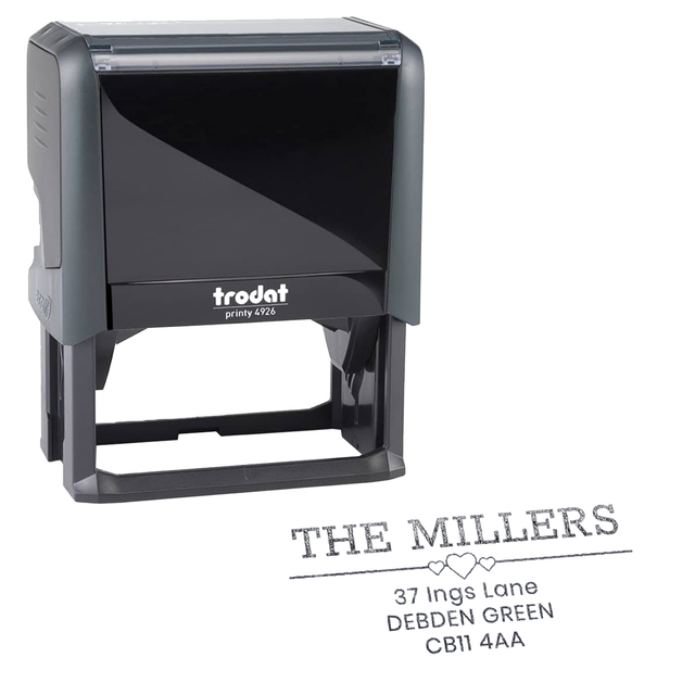 Trodat Printy 4926 | Heart Address Rubber Stamp | 75 x 38mm – Black