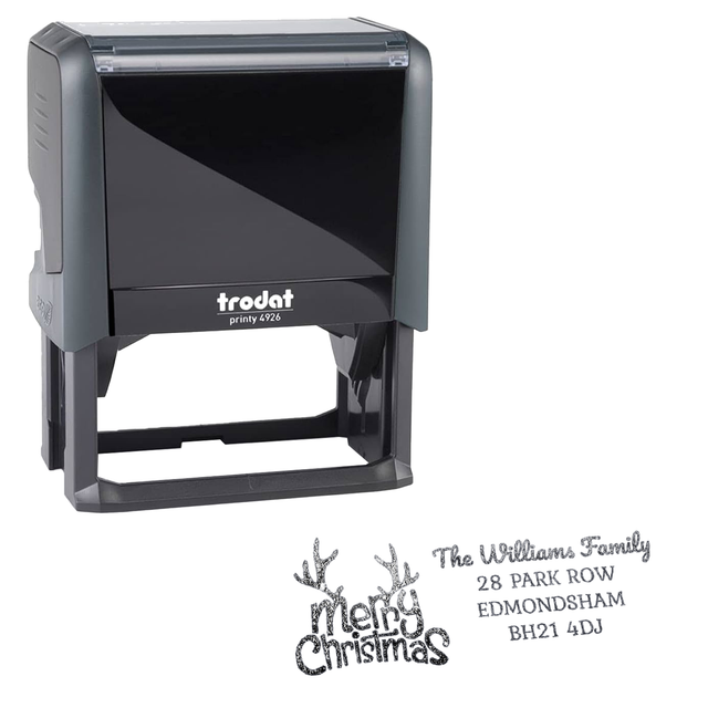 Trodat Printy 4926 | Merry Christmas Rubber Stamp | 75 x 38mm – Black