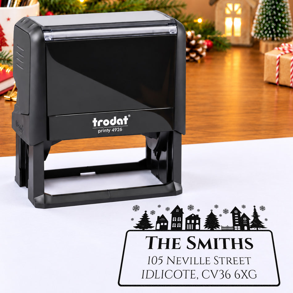 Trodat Printy 4926 | Christmas Theme Address Rubber Stamp | 75 x 38mm