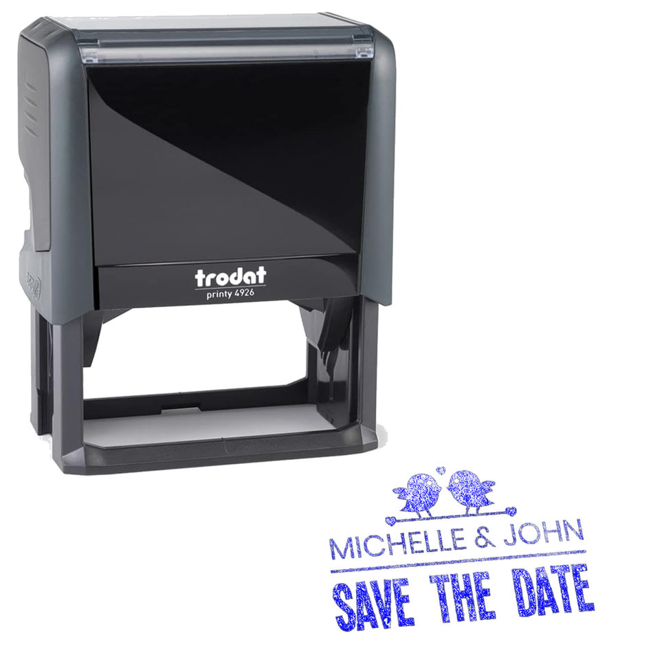 Trodat Printy 4926 | 2 Birds Save The Date Wedding Rubber Stamp | 75 x 38mm