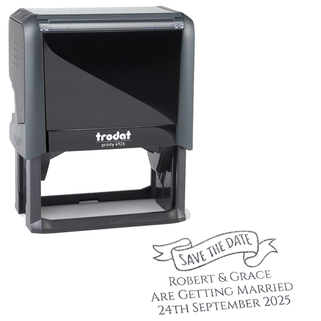 Trodat Printy 4926 | Save The Date, Getting Married Wedding Rubber Stamp | 75 x 38mm – Black