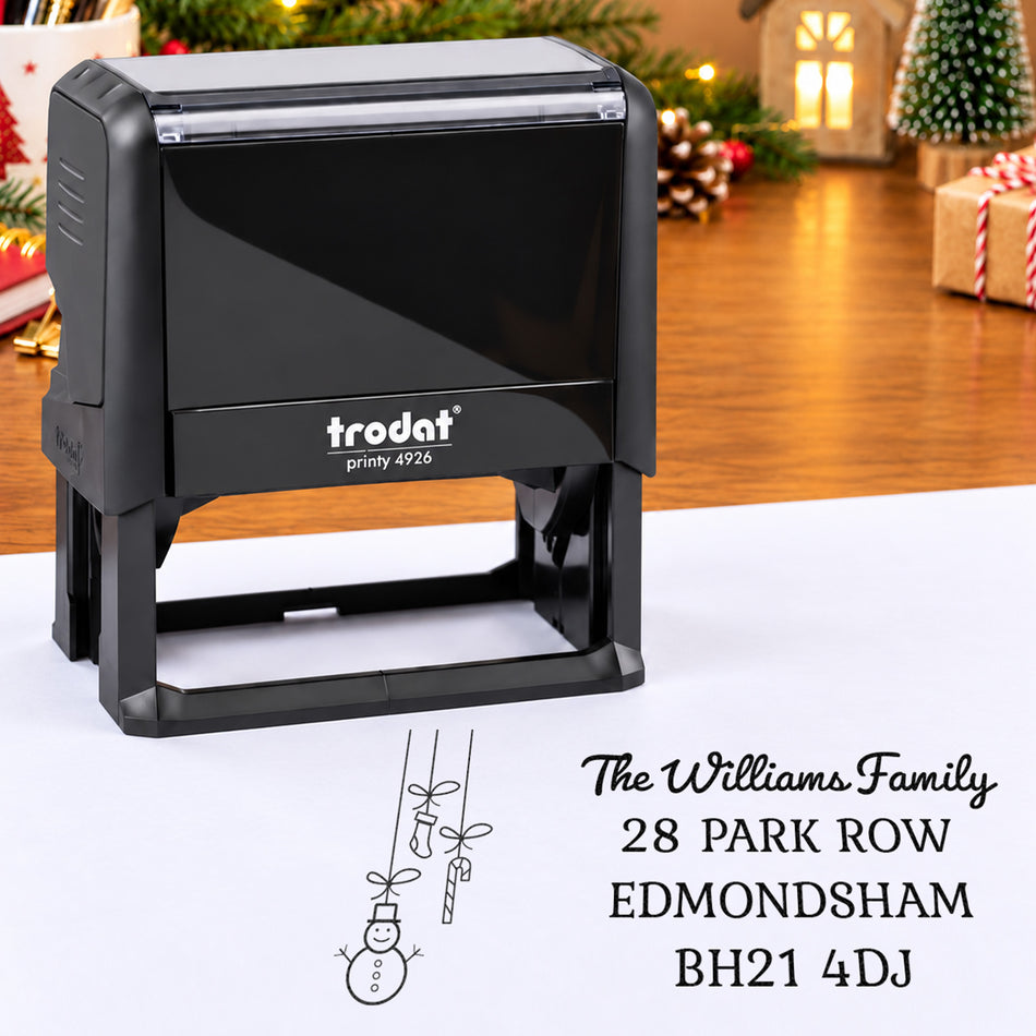 Trodat Printy 4926 | Snowman Address Christmas Rubber Stamp | 75 x 38mm